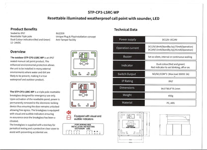 STP-CP3-LSRC-WP - Weatherproof triple pole break glass