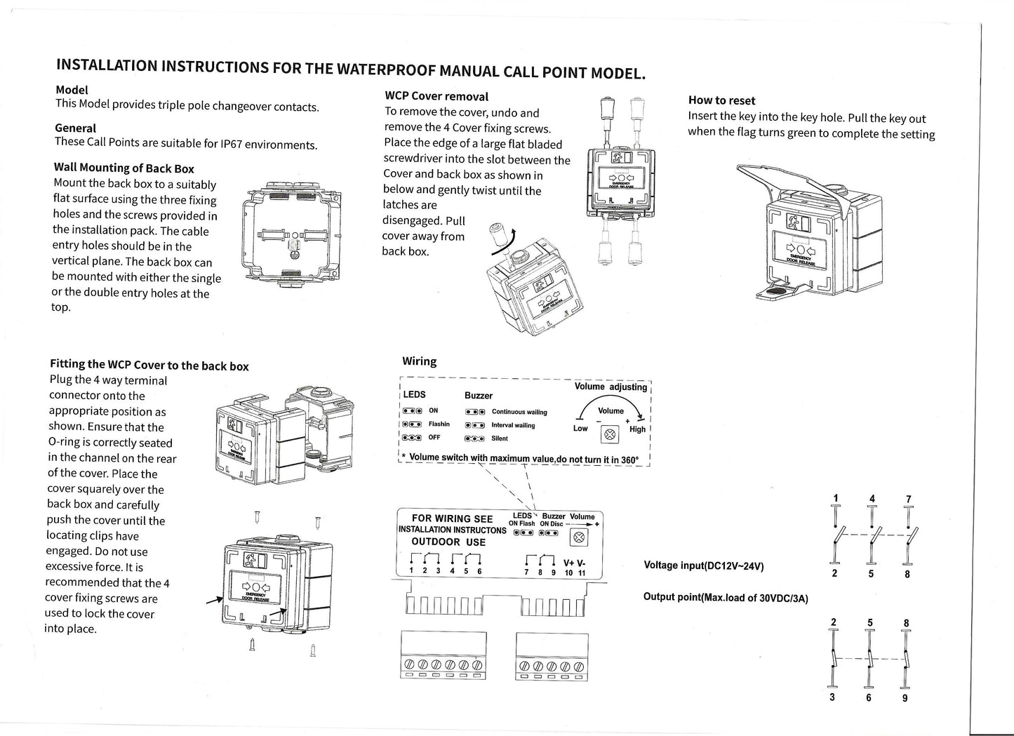 STP-CP3-LSRC-WP - Weatherproof triple pole break glass