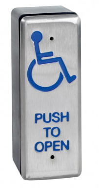 STP-SPB002ND - Surface narrow s/steel exit button with disabled logo