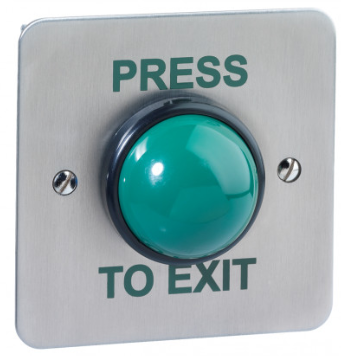 STP-SPB004F(W) - Flush green dome stainless steel weatherproof exit button