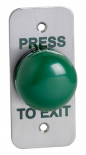 STP-SPB004NF - Flush narrow green dome stainless steel exit button