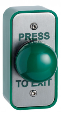 STP-SPB004NS - Surface narrow green dome stainless steel exit button