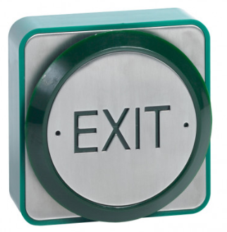 STP-SPB008(S) - Surface 85mm round green weatherproof exit button